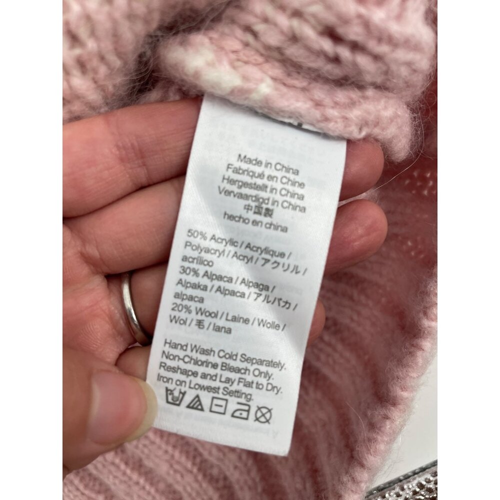 J. Crew Womens Small Snowflake Turtleneck Sweater Pink White Wool Alpaca Cozy - Picture 5 of 8
